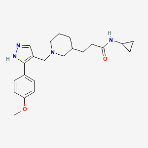 molecular formula C22H30N4O2 B6097354 N-cyclopropyl-3-(1-{[3-(4-methoxyphenyl)-1H-pyrazol-4-yl]methyl}-3-piperidinyl)propanamide 