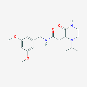 molecular formula C18H27N3O4 B6097450 N-[(3,5-dimethoxyphenyl)methyl]-2-(3-oxo-1-propan-2-ylpiperazin-2-yl)acetamide 