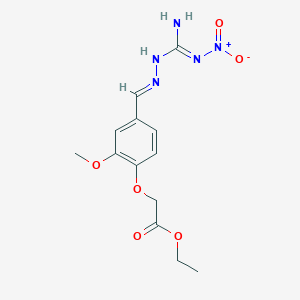 molecular formula C13H17N5O6 B6097462 ethyl 2-[2-methoxy-4-[(E)-[[(E)-N'-nitrocarbamimidoyl]hydrazinylidene]methyl]phenoxy]acetate 
