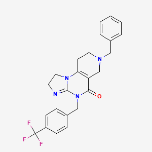 molecular formula C24H23F3N4O B609752 2,4,6,7,8,9-Hexahydro-7-(phenylmethyl)-4-[[4-(trifluoromethyl)phenyl]methyl]imidazo[1,2-a]pyrido[3,4-e]pyrimidin-5(1H)-one CAS No. 1807861-48-8