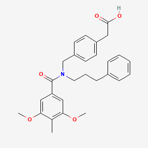 molecular formula C28H31NO5 B609753 2-[4-[[(3,5-Dimethoxy-4-methylbenzoyl)-(3-phenylpropyl)amino]methyl]phenyl]acetic acid CAS No. 638132-34-0