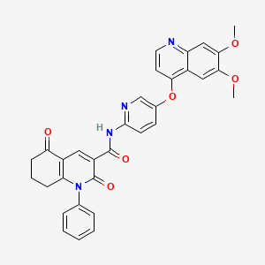 molecular formula C32H26N4O6 B609754 N-(5-((6,7-Dimethoxyquinolin-4-yl)oxy)pyridin-2-yl)-2,5-dioxo-1-phenyl-1,2,5,6,7,8-hexahydroquinoline-3-carboxamide CAS No. 1646839-59-9