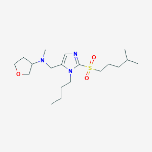 molecular formula C19H35N3O3S B6097607 N-[[3-butyl-2-(4-methylpentylsulfonyl)imidazol-4-yl]methyl]-N-methyloxolan-3-amine 
