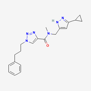molecular formula C20H24N6O B6097626 N-[(5-cyclopropyl-1H-pyrazol-3-yl)methyl]-N-methyl-1-(3-phenylpropyl)-1H-1,2,3-triazole-4-carboxamide 
