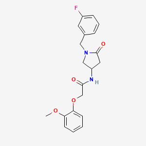 molecular formula C20H21FN2O4 B6097641 N-[1-(3-fluorobenzyl)-5-oxo-3-pyrrolidinyl]-2-(2-methoxyphenoxy)acetamide 