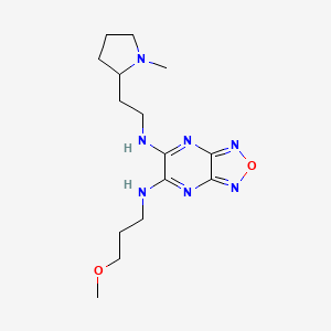 molecular formula C15H25N7O2 B6097730 N-(3-methoxypropyl)-N'-[2-(1-methyl-2-pyrrolidinyl)ethyl][1,2,5]oxadiazolo[3,4-b]pyrazine-5,6-diamine 
