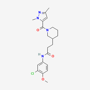 molecular formula C21H27ClN4O3 B6097830 N-(3-chloro-4-methoxyphenyl)-3-{1-[(1,3-dimethyl-1H-pyrazol-5-yl)carbonyl]-3-piperidinyl}propanamide 
