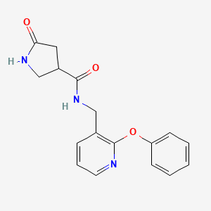 molecular formula C17H17N3O3 B6097972 5-oxo-N-[(2-phenoxy-3-pyridinyl)methyl]-3-pyrrolidinecarboxamide 