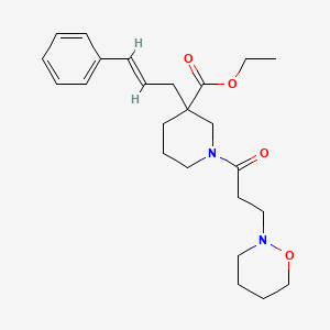 molecular formula C24H34N2O4 B6097996 ethyl 1-[3-(1,2-oxazinan-2-yl)propanoyl]-3-[(2E)-3-phenyl-2-propen-1-yl]-3-piperidinecarboxylate 