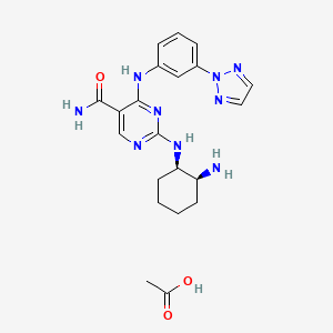 molecular formula C21H27N9O3 B609809 PRT062607 acetate CAS No. 1370261-98-5