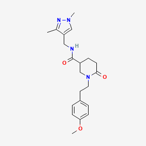 molecular formula C21H28N4O3 B6098136 N-[(1,3-dimethyl-1H-pyrazol-4-yl)methyl]-1-[2-(4-methoxyphenyl)ethyl]-6-oxo-3-piperidinecarboxamide 