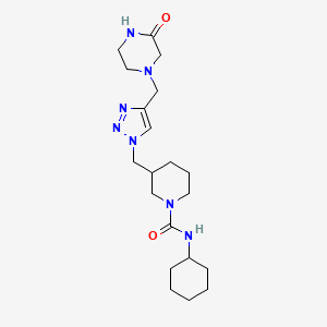 molecular formula C20H33N7O2 B6098257 N-cyclohexyl-3-({4-[(3-oxo-1-piperazinyl)methyl]-1H-1,2,3-triazol-1-yl}methyl)-1-piperidinecarboxamide trifluoroacetate 