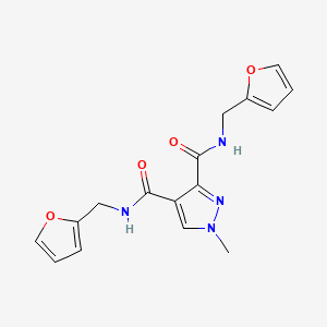 molecular formula C16H16N4O4 B6098268 N~3~,N~4~-BIS(2-FURYLMETHYL)-1-METHYL-1H-PYRAZOLE-3,4-DICARBOXAMIDE 