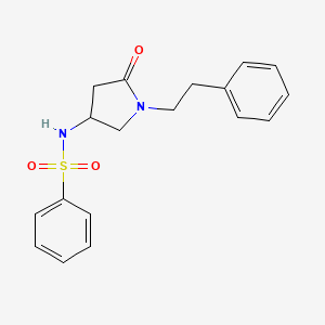 molecular formula C18H20N2O3S B6098298 N-[5-oxo-1-(2-phenylethyl)-3-pyrrolidinyl]benzenesulfonamide 