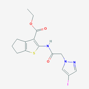 molecular formula C15H16IN3O3S B6098351 ETHYL 2-{[2-(4-IODO-1H-PYRAZOL-1-YL)ACETYL]AMINO}-5,6-DIHYDRO-4H-CYCLOPENTA[B]THIOPHENE-3-CARBOXYLATE 