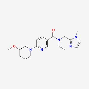 molecular formula C19H27N5O2 B6098365 N-ethyl-6-(3-methoxy-1-piperidinyl)-N-[(1-methyl-1H-imidazol-2-yl)methyl]nicotinamide 