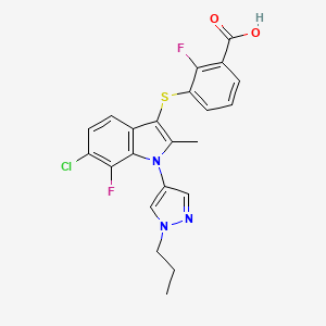3-[6-Chloro-7-fluoro-2-methyl-1-(1-propylpyrazol-4-yl)indol-3-yl]sulfanyl-2-fluorobenzoic acid