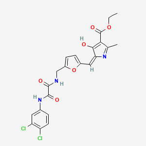 molecular formula C22H19Cl2N3O6 B6098478 ETHYL (5E)-5-{[5-({[(3,4-DICHLOROPHENYL)CARBAMOYL]FORMAMIDO}METHYL)FURAN-2-YL]METHYLIDENE}-2-METHYL-4-OXO-4,5-DIHYDRO-1H-PYRROLE-3-CARBOXYLATE 