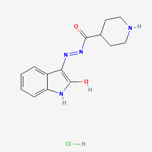 molecular formula C14H17ClN4O2 B6098507 N'-(2-oxo-1,2-dihydro-3H-indol-3-ylidene)-4-piperidinecarbohydrazide hydrochloride 