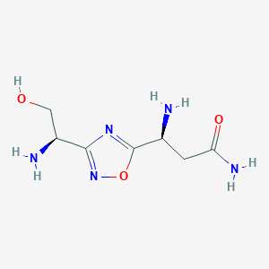molecular formula C7H13N5O3 B609857 (S)-3-amino-3-(3-((R)-1-amino-2-hydroxyethyl)-1,2,4-oxadiazol-5-yl)propanamide CAS No. 1673534-73-0