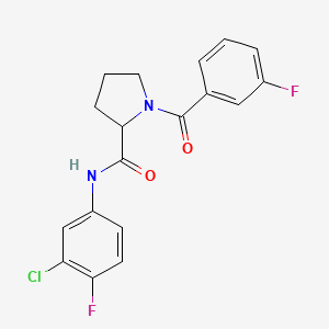 molecular formula C18H15ClF2N2O2 B6098579 N-(3-chloro-4-fluorophenyl)-1-(3-fluorobenzoyl)prolinamide 