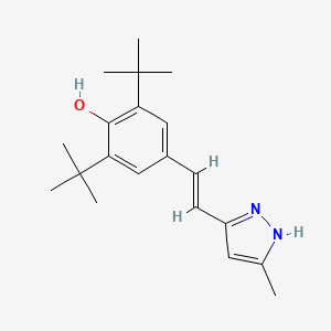 molecular formula C20H28N2O B609866 2,6-Bis(1,1-dimethylethyl)-4-(2-(5-methyl-1H-pyrazol-3-yl)ethenyl)phenol CAS No. 121502-05-4