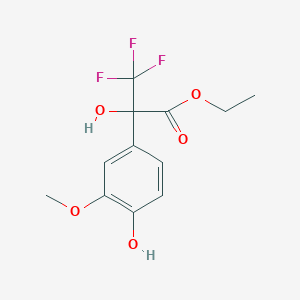 molecular formula C12H13F3O5 B6098705 ethyl 3,3,3-trifluoro-2-hydroxy-2-(4-hydroxy-3-methoxyphenyl)propanoate 