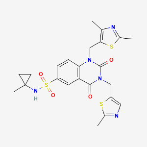 B609877 1-[(2,4-dimethyl-1,3-thiazol-5-yl)methyl]-N-(1-methylcyclopropyl)-3-[(2-methyl-1,3-thiazol-5-yl)methyl]-2,4-dioxoquinazoline-6-sulfonamide CAS No. 1945950-20-8