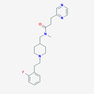 molecular formula C22H29FN4O B6098911 N-({1-[2-(2-fluorophenyl)ethyl]-4-piperidinyl}methyl)-N-methyl-3-(2-pyrazinyl)propanamide 