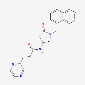 molecular formula C22H22N4O2 B6098923 N-[1-(1-naphthylmethyl)-5-oxo-3-pyrrolidinyl]-3-(2-pyrazinyl)propanamide 