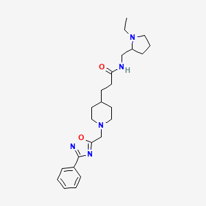 molecular formula C24H35N5O2 B6099004 N-[(1-ethyl-2-pyrrolidinyl)methyl]-3-{1-[(3-phenyl-1,2,4-oxadiazol-5-yl)methyl]-4-piperidinyl}propanamide 