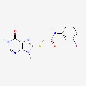 molecular formula C14H12FN5O2S B6099009 N-(3-fluorophenyl)-2-[(9-methyl-6-oxo-6,9-dihydro-1H-purin-8-yl)sulfanyl]acetamide 