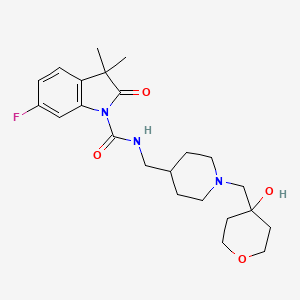 1H-Indole-1-carboxamide, 6-fluoro-2,3-dihydro-3,3-dimethyl-2-oxo-N-((1-((tetrahydro-4-hydroxy-2H-pyran-4-yl)methyl)-4-piperidinyl)methyl)-