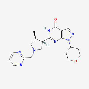 molecular formula C20H25N7O2 B609926 6-[(3s,4s)-4-Methyl-1-(Pyrimidin-2-Ylmethyl)pyrrolidin-3-Yl]-1-(Tetrahydro-2h-Pyran-4-Yl)-1,5-Dihydro-4h-Pyrazolo[3,4-D]pyrimidin-4-One CAS No. 1082744-20-4