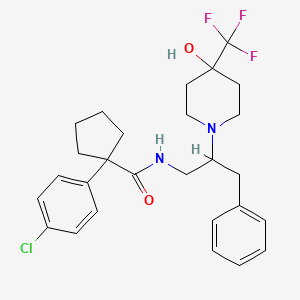B609936 1-(4-chlorophenyl)-N-(2-(4-hydroxy-4-(trifluoromethyl)piperidin-1-yl)-3-phenylpropyl)cyclopentane-1-carboxamide CAS No. 1917294-46-2