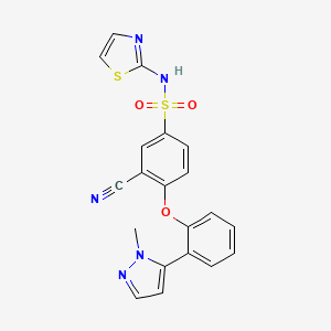 molecular formula C20H15N5O3S2 B609940 3-cyano-4-(2-(1-methyl-1H-pyrazol-5-yl)phenoxy)-N-(thiazol-2-yl)benzenesulfonamide CAS No. 1235397-05-3