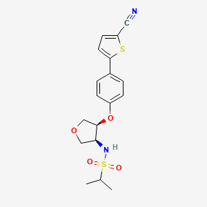 molecular formula C18H20N2O4S2 B609945 2-Propanesulfonamide, N-((3S,4S)-4-(4-(5-cyano-2-thienyl)phenoxy)tetrahydro-3-furanyl)- CAS No. 1258963-59-5