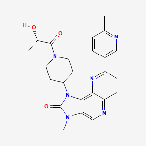 molecular formula C24H26N6O3 B609946 2H-Imidazo(4,5-C)(1,5)naphthyridin-2-one, 1,3-dihydro-1-(1-((2S)-2-hydroxy-1-oxopropyl)-4-piperidinyl)-3-methyl-8-(6-methyl-3-pyridinyl)- CAS No. 1220699-06-8
