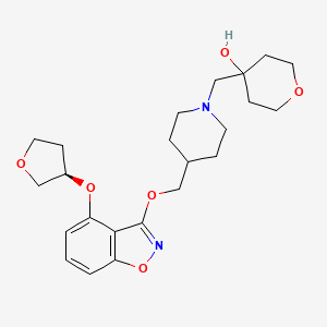 molecular formula C23H32N2O6 B609949 (R)-4-((4-(((4-(Tetrahydrofuran-3-yloxy)-1,2-benzisoxazol-3-yl)oxy)methyl)piperidin-1-yl)methyl)tetrahydro-2H-pyran-4-ol CAS No. 1331782-27-4