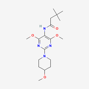 molecular formula C18H30N4O4 B609950 N-(4,6-dimethoxy-2-(4-methoxypiperidin-1-yl)pyrimidin-5-yl)-3,3-dimethylbutanamide CAS No. 1354712-92-7