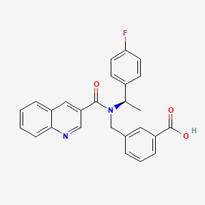 molecular formula C26H21FN2O3 B609953 (R)-3-((N-(1-(4-fluorophenyl)ethyl)quinoline-3-carboxamido)methyl)benzoic acid CAS No. 1398583-31-7
