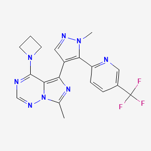 molecular formula C19H17F3N8 B609955 4-(1-Azetidinyl)-7-methyl-5-[1-methyl-5-[5-(trifluoromethyl)-2-pyridinyl]-1H-pyrazol-4-yl]-imidazo[5,1-f][1,2,4]triazine CAS No. 1394033-54-5