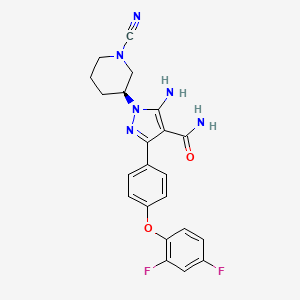 molecular formula C22H20F2N6O2 B609961 5-amino-1-[(3S)-1-cyanopiperidin-3-yl]-3-[4-(2,4-difluorophenoxy)phenyl]pyrazole-4-carboxamide CAS No. 1609465-89-5