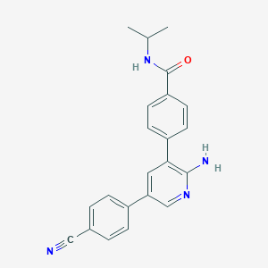 molecular formula C22H20N4O B609967 4-[2-Amino-5-(4-cyano-phenyl)-pyridin-3-yl]-N-isopropyl-benzamide CAS No. 2056111-45-4