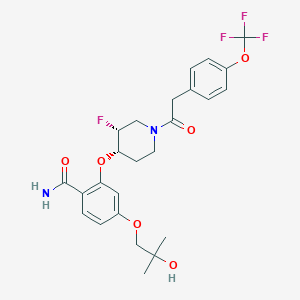 2-((3R,4S)-3-Fluoro-1-(2-(4-(trifluoromethoxy)phenyl)acetyl)piperidin-4-yloxy)-4-(2-hydroxy-2-methylpropoxy)benzamide