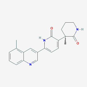 molecular formula C21H21N3O2 B610008 3-[(3R)-3-methyl-2-oxopiperidin-3-yl]-6-(5-methylquinolin-3-yl)-1H-pyridin-2-one CAS No. 1952261-87-8