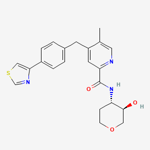 molecular formula C22H23N3O3S B610010 N-((3R,4S)-3-Hydroxytetrahydro-2H-pyran-4-yl)-5-methyl-4-(4-(thiazol-4-yl)benzyl)picolinamide CAS No. 1859081-58-5
