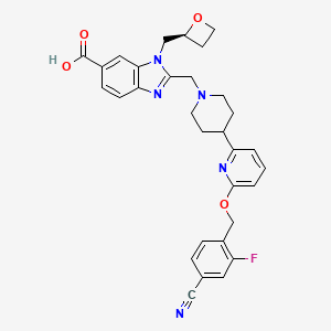 molecular formula C31H30FN5O4 B610018 2-[(4-{6-[(4-cyano-2-fluorophenyl)methoxy]pyridin-2-yl}piperidin-1-yl)methyl]-1-{[(2S)-oxetan-2-yl]methyl}-1H-benzimidazole-6-carboxylic acid CAS No. 2230198-02-2