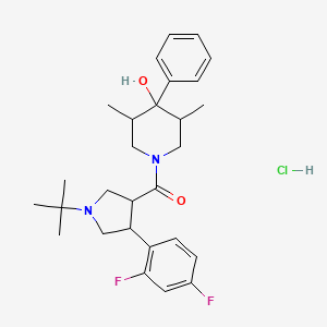 molecular formula C28H37ClF2N2O2 B610035 Methanone, [(3S,4R)-4-(2,4-difluorophenyl)-1-(1,1-dimethylethyl)-3-pyrrolidinyl][(3R,5S)-4-hydroxy-3,5-dimethyl-4-phenyl-1-piperidinyl], (HCl) CAS No. 862282-10-8