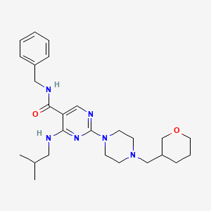N-benzyl-4-(2-methylpropylamino)-2-[4-(oxan-3-ylmethyl)piperazin-1-yl]pyrimidine-5-carboxamide